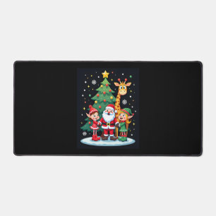 Christmas Squad Santa Giraffe Elf Dabbing Matching Desk Mat
