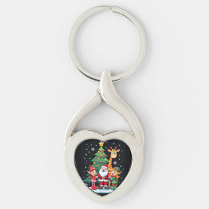 Christmas Squad Santa Giraffe Elf Dabbing Matching Key Ring