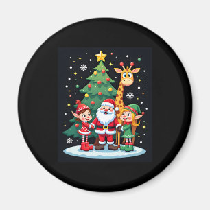 Christmas Squad Santa Giraffe Elf Dabbing Matching Magnet