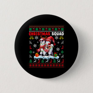 Christmas Squad Santa Gnome Riding Llama Reindeer  6 Cm Round Badge