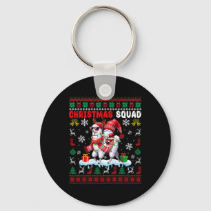 Christmas Squad Santa Gnome Riding Llama Reindeer  Key Ring