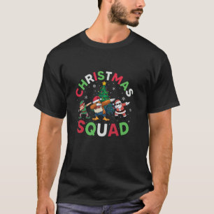 Christmas Squad Santa Rooster Elf Dabbing Matching T-Shirt