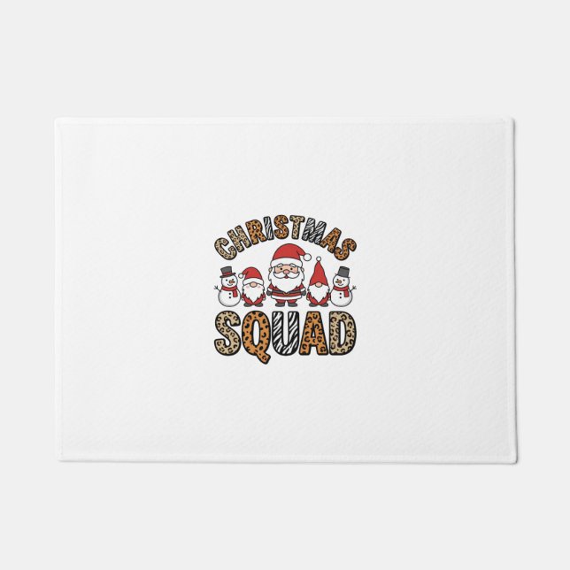 Christmas Squad Santa Snowman Leopard Print Design Doormat (Front)