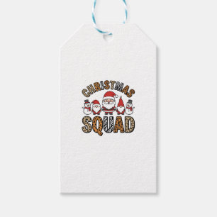 Christmas Squad Santa Snowman Leopard Print Design Gift Tags