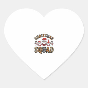 Christmas Squad Santa Snowman Leopard Print Design Heart Sticker