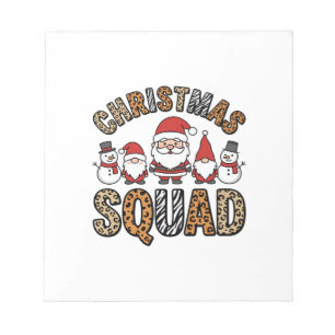 Christmas Squad Santa Snowman Leopard Print Design Notepad