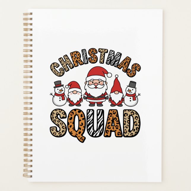 Christmas Squad Santa Snowman Leopard Print Design Planner (Front)