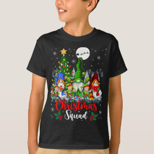 Christmas Squad Three Santa Elf Gnomes Xmas Tree L T-Shirt