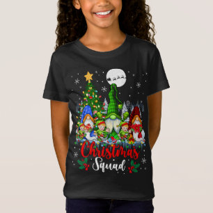 Christmas Squad Three Santa Elf Gnomes Xmas Tree L T-Shirt
