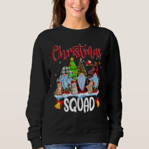Christmas Squad White Leopard Red Plaid Gnomes Cat Sweatshirt