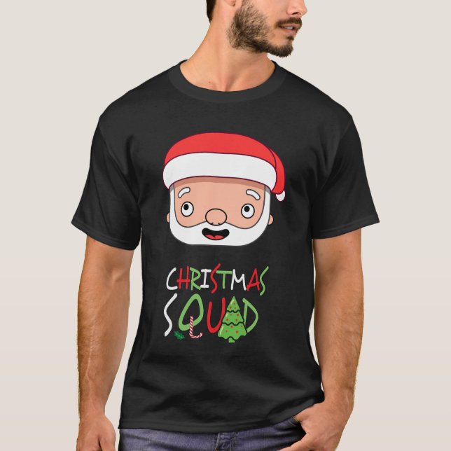 Christmas  Squad with Santa Claus Funny Face  T-Shirt (Front)