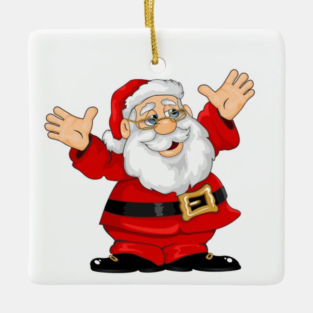 Christmas Square Ornament/Santa Claus Ceramic Tree Decoration (Front)