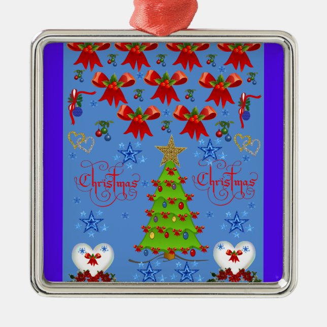 Christmas square premium ornament light blue (Front)