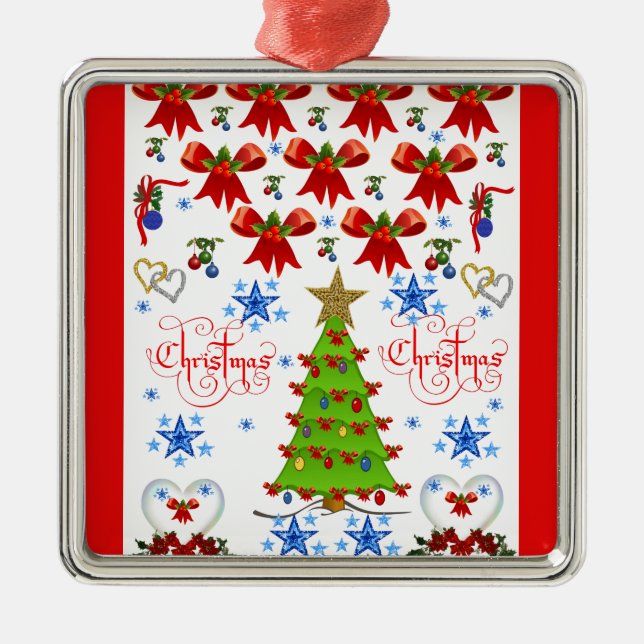Christmas square premium ornament white (Front)