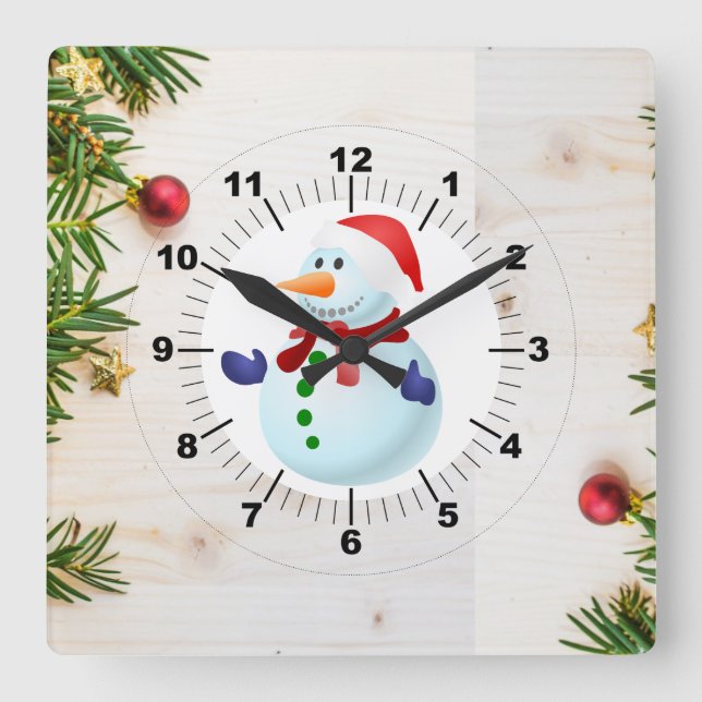 Christmas  square wall clock (Front)