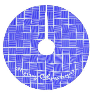 Christmas Squares Blue n White Brushed Polyester Tree Skirt