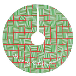 Christmas Squares Green n Red Brushed Polyester Tree Skirt
