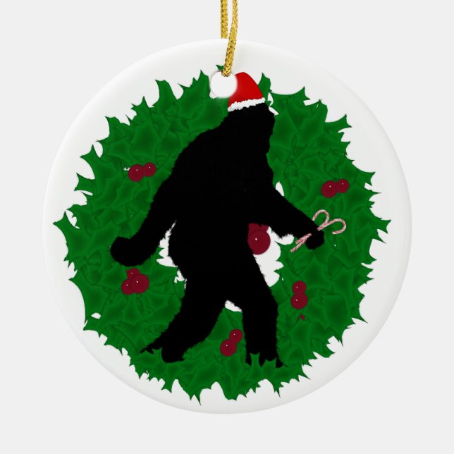 Christmas Squatchin' Ceramic Tree Decoration (Front)