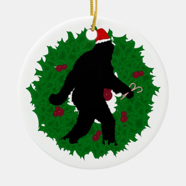 Christmas Squatchin' Ceramic Tree Decoration (Front)
