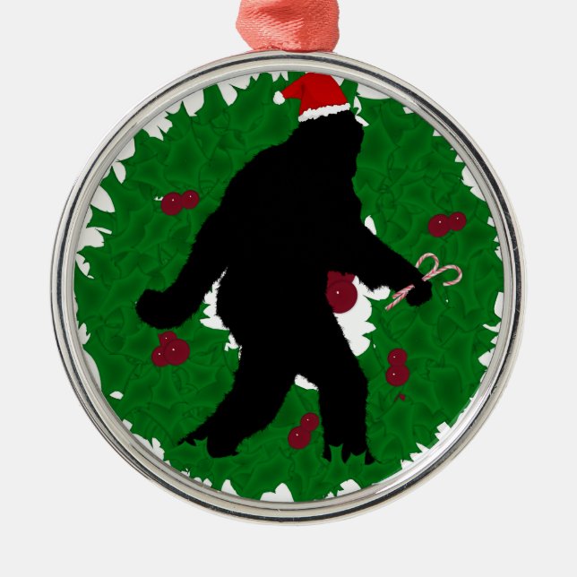 Christmas Squatchin' Metal Tree Decoration (Front)