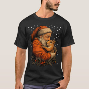 Christmas Squirrel And Santa Claus Forest Animal W T-Shirt