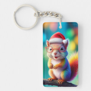 Christmas Squirrel As Santa Claus-56765 Key Ring