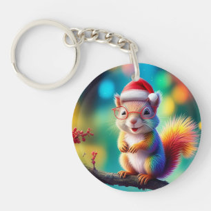 Christmas Squirrel As Santa Claus-56765 Key Ring