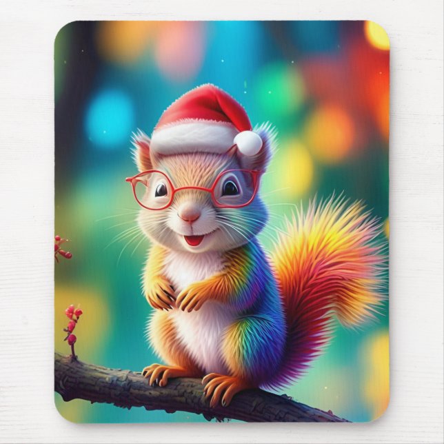 Christmas Squirrel As Santa Claus-56765 Mouse Pad (Front)