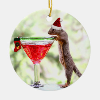 Christmas Squirrel at Happy Hour Ceramic Tree Decoration