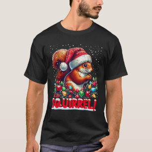 Christmas SQUIRREL Candy Cane Santa Hat Family Xma T-Shirt