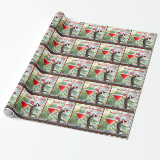 Christmas Squirrel Drinking a Cocktail Wrapping Paper