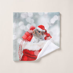 Christmas squirrel hand towel