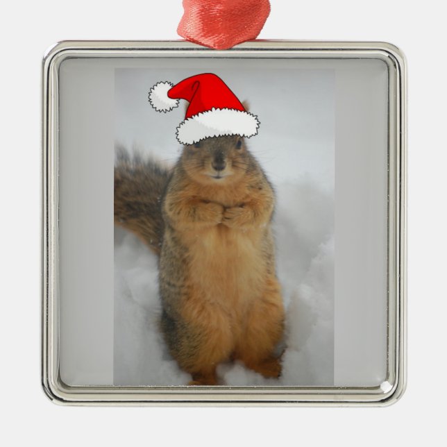 Christmas Squirrel Metal Tree Decoration (Front)