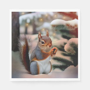 Christmas Squirrel Napkin