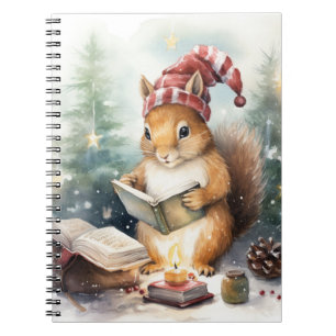 Christmas Squirrel reading Notebook