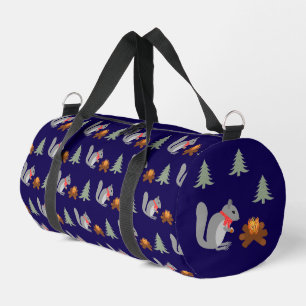 Christmas Squirrel Roasting Hazelnuts on Log Fire Duffle Bag