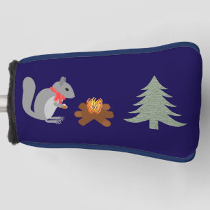 Christmas Squirrel Roasting Hazelnuts on Log Fire Golf Head Cover