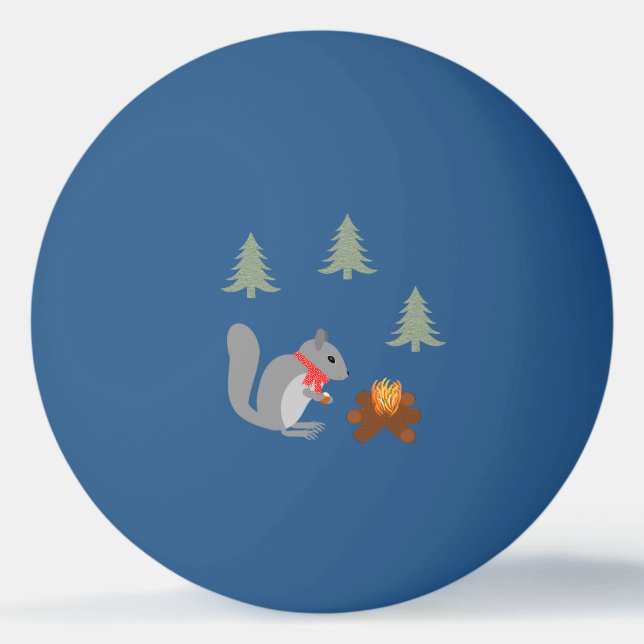 Christmas Squirrel Roasting Hazelnuts on Log Fire Ping Pong Ball (Front)