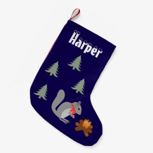 Christmas Squirrel Roasting Hazelnuts on Log Fire Small Christmas Stocking