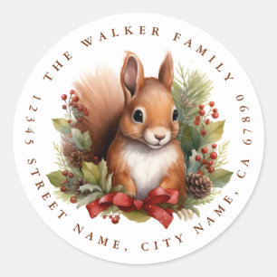 Christmas Squirrel Round Stickers