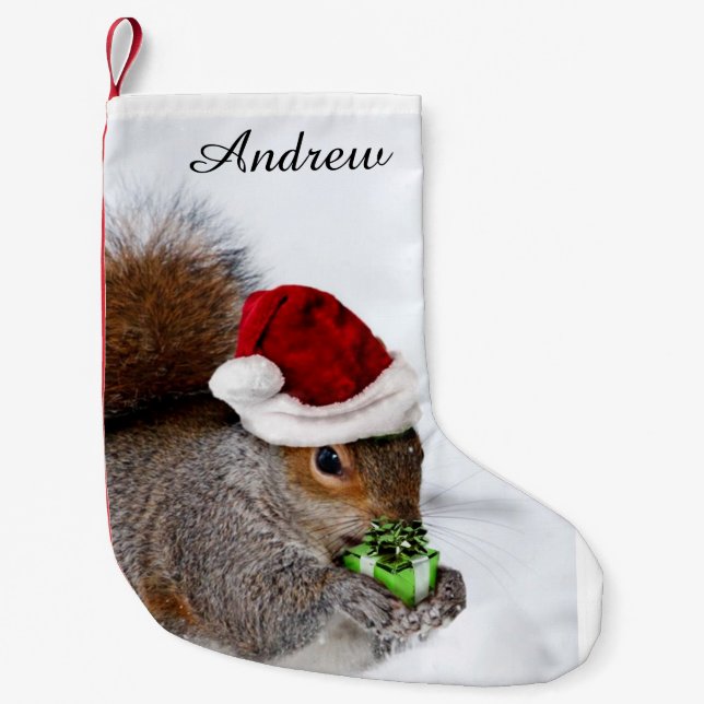 Christmas Squirrel Small Christmas Stocking (Front)