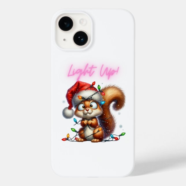 Christmas Squirrel with Festive Lights Card Case-Mate iPhone Case (Back)