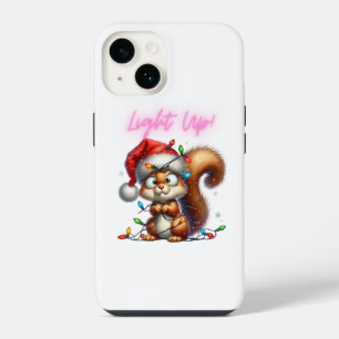 Christmas Squirrel with Festive Lights Card iPhone 14 Case