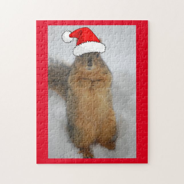 Christmas Squirrel with Santa Hat Jigsaw Puzzle (Vertical)