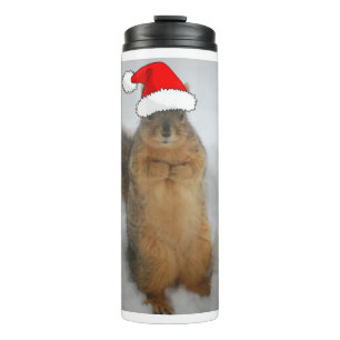 Christmas Squirrel with Santa Thermal Tumbler