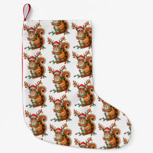Christmas Squirrel Xmas Lights Cute Holiday Season Small Christmas Stocking