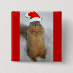 Christmas Squirrels 15 Cm Square Badge