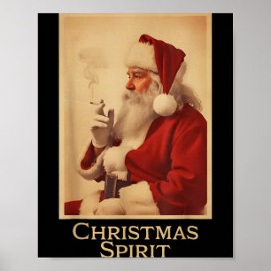 Christmas Srit Funny Vintage Santa Smoking Christm Poster