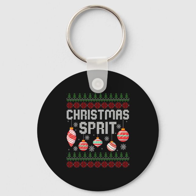 Christmas Srit Matching Funny Couples Ugly Sweater Key Ring (Front)