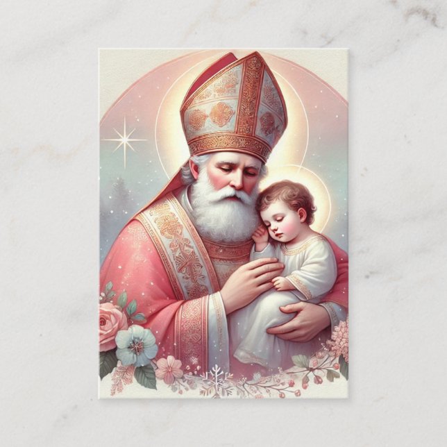 Christmas St. Nicholas. Baby Jesus Feast Day Business Card (Front)